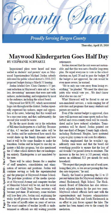 Maywood Kindergarten Goes Half Day